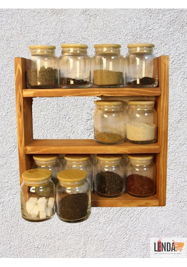 Doğal Ahşap Baharatlık Standı, Tezgah Üstü Düzenleyici, Ahşap Raf
