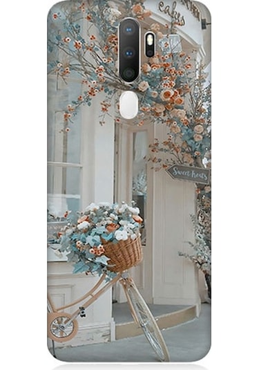 Oppo A5 2020 Uyumlu Çiçekli Bisiklet Desenli Silikon Kılıf