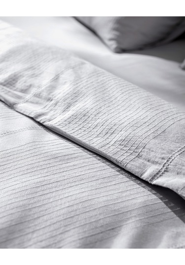 Madame Coco Rosalie Tek Kişilik %100 Pamuk Armürlü Nevresim Takımı - Açık Gri Gri