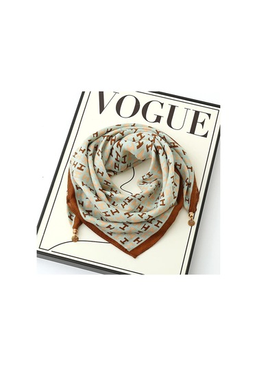 Prosperlink Lüks Manyetik Toka Çizgili İpek Eşarp - Kadın Bahar/sonbahar Moda Boyun Sarar Aksesuarone Sizekadın Turuncu