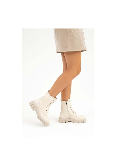 Tamer Tanca Kadın Hakiki Deri Bej Postal Bot 927 40297 Bn Bot Sk22/23 Bej Dr Bej