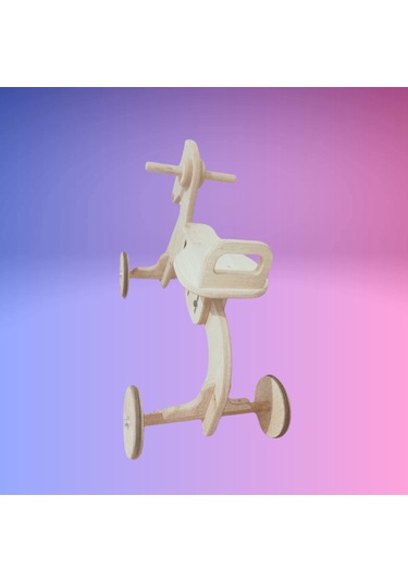 Montessori Çocuk Denge Bisikleti 2-6 Yaş Mdf At Başlık