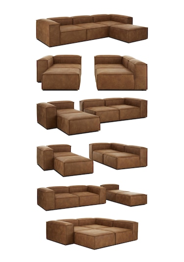 Mode Soft Köşe Koltuk Takımı 4 Modül 07 Kahverengi Nubuk Kumaş