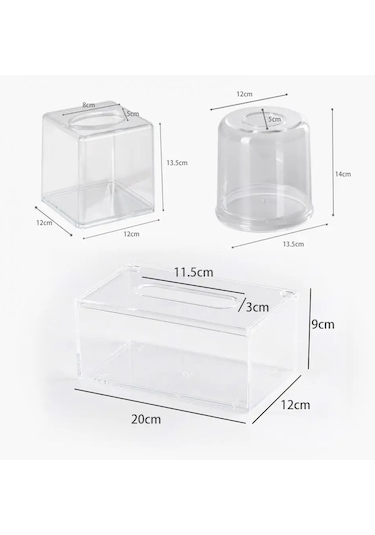 12cm X 12cm X 13.5cm-nordic Şeffaf Akrilik Doku Kutusu Kağıt Peçete Konteyner Organizerev Oturma Odası Banyo Yüz Havlusu Saklama Kutusu Doku Kutusu