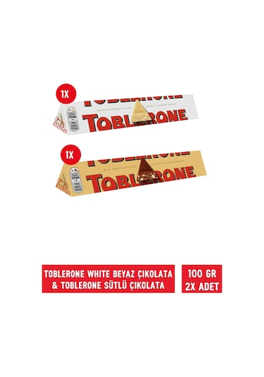 Toblerone White Beyaz Çikolata + Sütlü Çikolata 2 x 100 G
