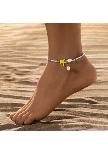 Denizyıldızı Denizyıldızı Şeklinde Halhallar Alaşım Ayak Bileği Aksesuarları Yeni Plaj Ayak Bileği Zincirleri Adam Sarı