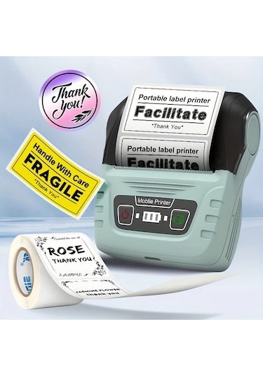Honeybeeshop Sinmark Sk58 Taşınabilir Etiket Yazıcı Yeşil 4030 Kağıt Rulosu Küçük İşletme Ofis Ev Adres