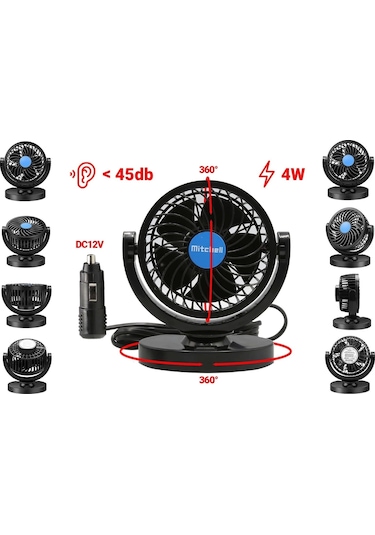 Mitchell Hx-t305 12v 4 İnç Hızkı Turbo Gibi Araç Fanı Araç Vantilatör Serinliğin Yeni Adı