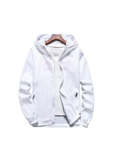 Beyaz Rüzgarlık Ceket Fermuar Pat Sıcak Çizilmez Erkek Kadın Seyahat İçin İnce Güneş Koruma Ceket Beyaz Beyaz Rüzgarlık Ceket Fermuar Pat Sıcak Çizilmez Erkek Kadın Seyahat İçin İnce Güneş Koruma Ceket Beyaz