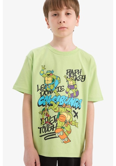 Defacto Erkek Çocuk Ninja Turtles-retro Pijama Takımı Kısa Kollu Üst Şort E6965a825hsgn597 Yeşil