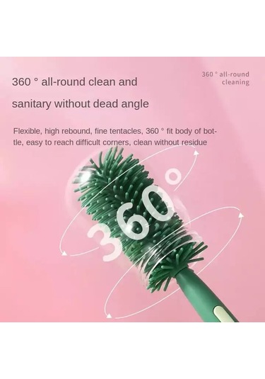 Biberon Fırçası 360 Derece Bebek Silikon Bardak Şişe Temizleme Fırçaları Seti Ve Yumuşak Kafa Gıda Sınıfı Fırçalar