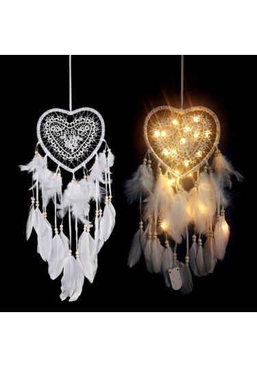 Sones Yaratıcı El Dokuma El Sanatları Rüya Yakalayıcı Ev Araba Duvar Asılı Dekorasyon, Tür:ışıklı Beyaz