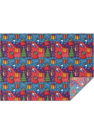 Noel Desenli Dikdörtgen Masa Örtüsü 60x84 İnç, Su Geçirmez Ve Leke Tutmaz Noel Hediye Ağacı