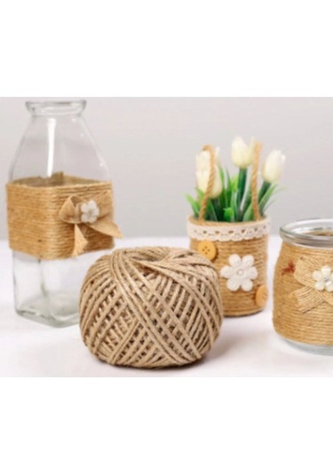 Jüt Kendir Ip Hediye Paketleme Ve Süsleme Ipi 100 Gram 1 Adet Urgan Kahverengi Hasır Ip