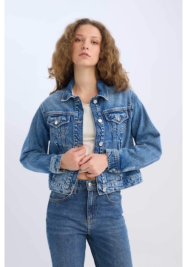 DeFacto Regular Fit Jean Ceket D8665AX25SPNM28 Mavi