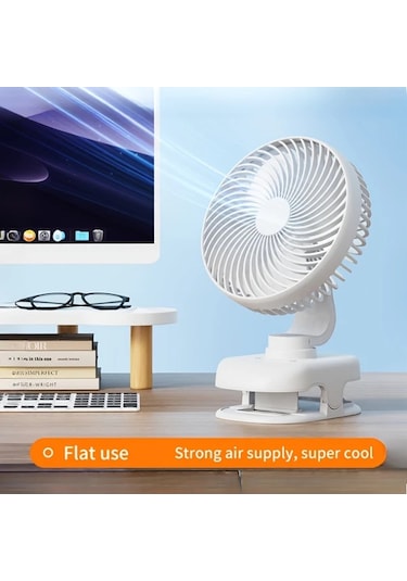 Motion003 Beyaz Kompakt Usb Masa Fanı Sessiz Ofis Ve Öğrenci Kullanımı Uzun Pil Ömrü Taşınabilir