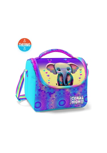 Coral High Kids Pembe Turkuaz Fil Desenli Thermo Beslenme Çantası 11883