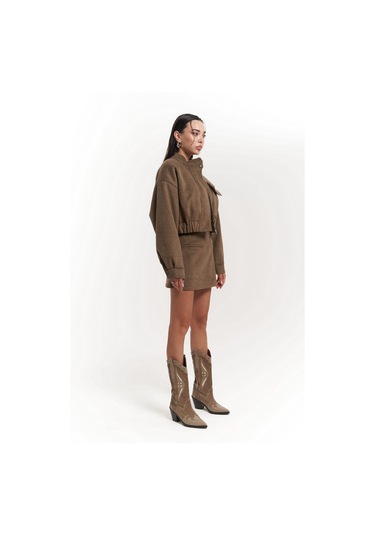 Tenby Soft Kahve Crop Ceket-etek Takım Soft Kahve