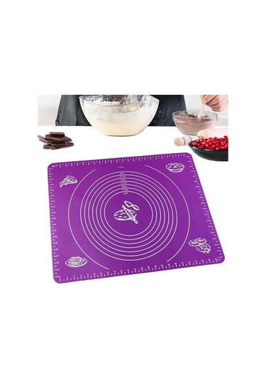 Mucit Home Silikon Hamur Açma Yoğurma Matı Pasta Fırın Altlığı, Mor Mor