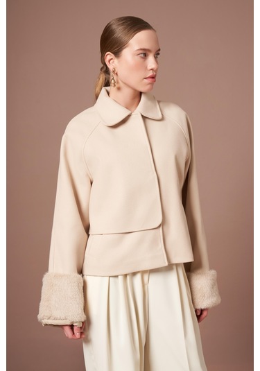 Ftz Women Kadın Kaşe Kısa Kaban Beige 31279 Beige