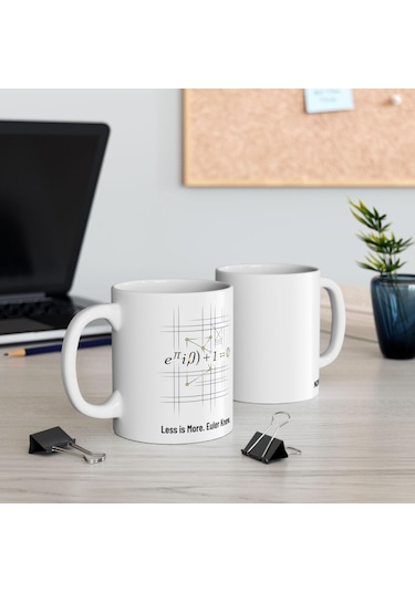 Less İs More Euler Denklem Kupa Bardak Matematik Ve Tasarım Tutkunları İçin Ve Minimalist Hediye Beyaz