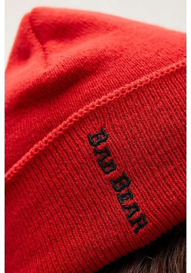 Bad Bear Label Beanie Erkek Bere-27564 - Kırmızı