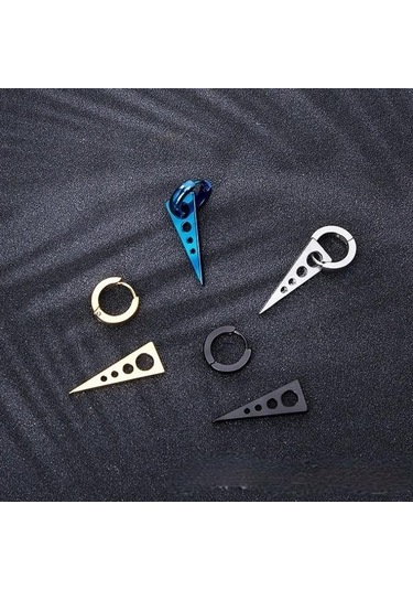 Gümüş Erkekler İçin İçi Boş Üçgen Paslanmaz Çelik Halka Küpe Gümüş