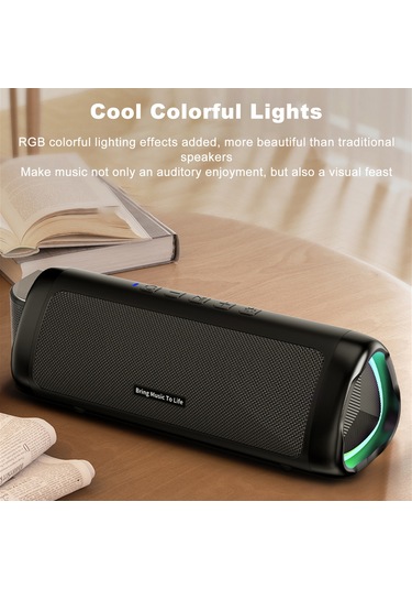 Ximistore9 Siyah 20w Taşınabilir Bluetooth Hoparlör - Ipx6 Su Geçirmez, 12 Saat Çalma Süresi, Renkli Led Işık, Derin Bass, Bt 5.3