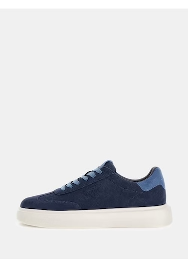 Guess Plaza Deri Erkek Sneaker Ayakkabı Fmpplasue12 Mavi