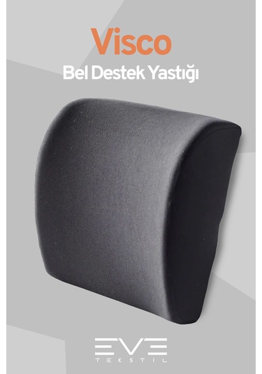 Eve Tekstil Oto Araç Sandalye Ofis Minderi Ortopedik Bel Minderi Fermuarlı Ortopedik Visco Sırt Yastığı