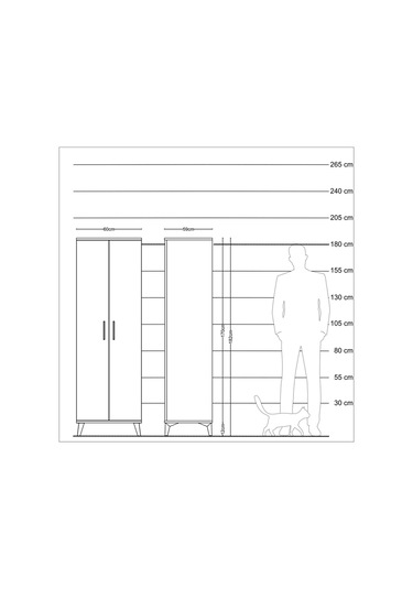 Kronos Dolap 4 Raflı 2 Kapaklı 60x59x182 Antrasit-çam Antrasit
