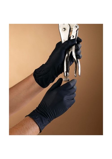 Beybi Nitril Pudrasız Muayene Eldiveni Large Siyah 100'lü