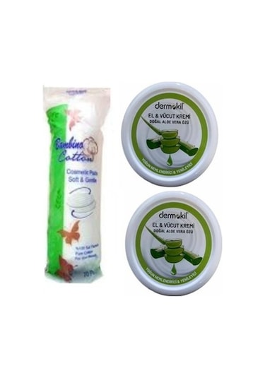 Dermokil Aloe Vere Özlü El Kremi 2 x 220 ML + Makyaj Pamuğu