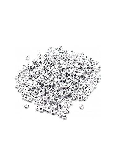 Harf Boncuk Akrilik Küp Beyaz 6 Mm 250 Gr