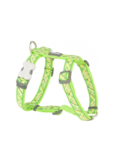 REDDİNGO FLANNO DESENLİ LİME KÖPEK GÖĞÜS TASMASI L /25MM