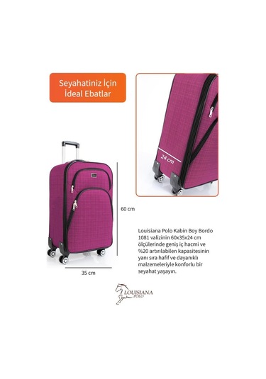 Kabin Boy 4 Teker Kumaş Valiz Fuşya 1081 Fuşya