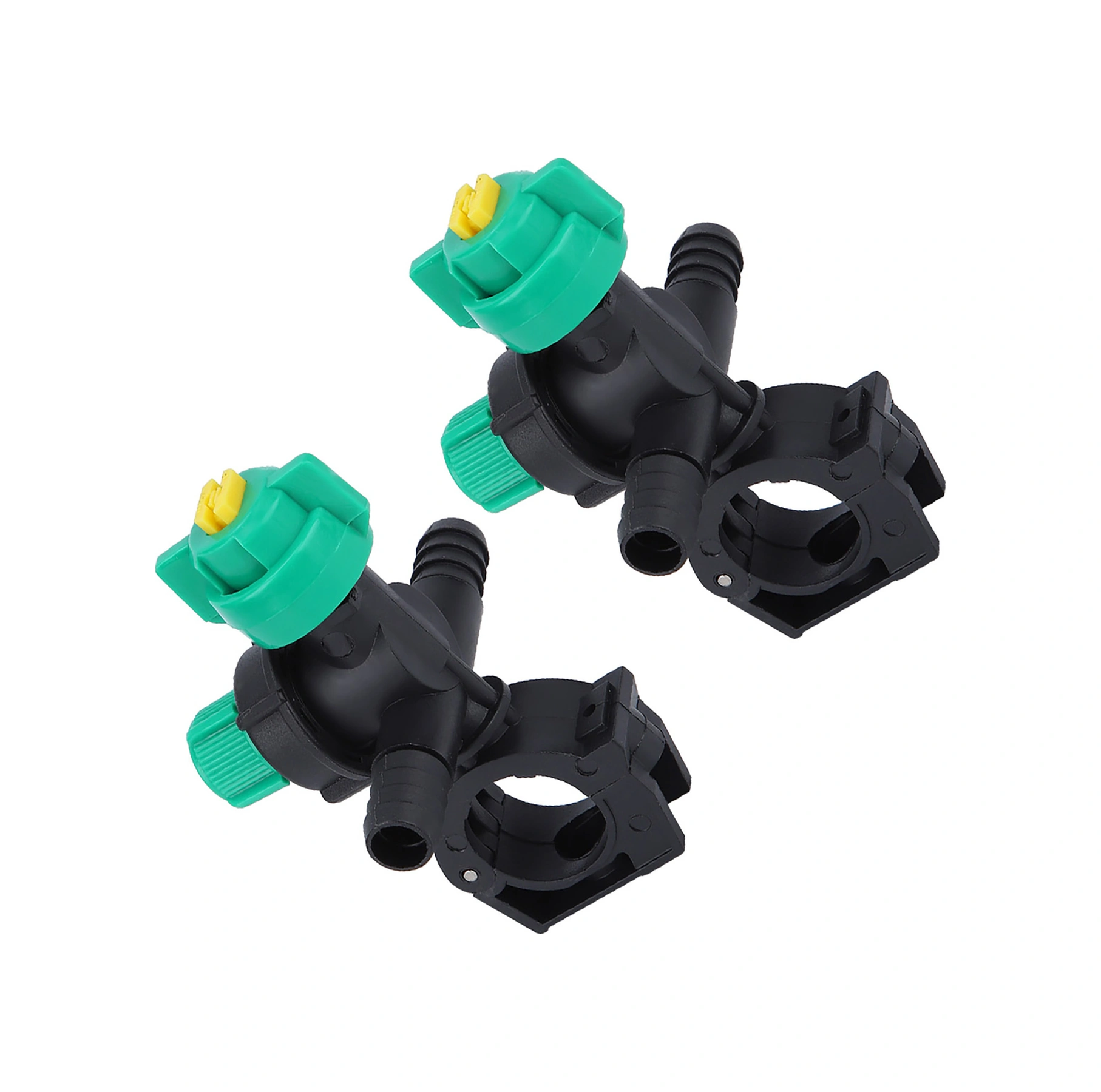 Hangfox Tarım Sprey Aleti: Fan Şeklinde Sprey, Akış Ayarlı Dalgıçlı Nozzle 2 Adet Paket , 25mm Çelik Boru Tutucu, 13mm Su Hortumu Bağlantısı