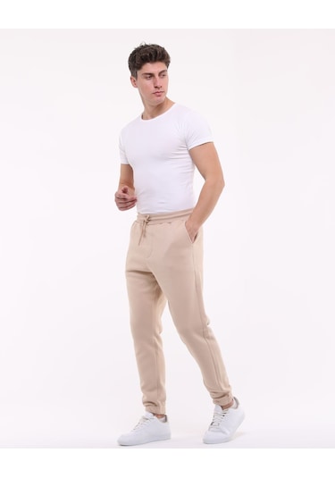 Bella Dossi Erkek Rahat Slim Fit Kalın Kumaş Spor Eşofman Altı Bej