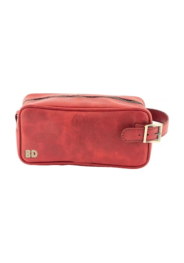 Twingold İsme Özel Dopp Kit Kişisel Bakım Ve Seyahat Çantası - %100 Rainbow Deri - Ac14004 - Kırmızı Kırmızı