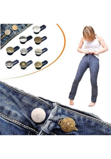 10 Adet Yedek Kot Düğmeleri Beden Genişletici Açık Bej