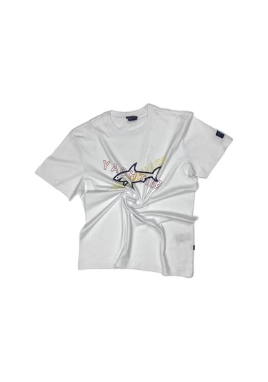 Paul Shark Baskılı Temel Kalın Pamuklu Tişö 422900029 Beyaz