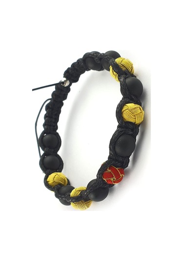 Mat Oniks Taşlı Ve Sari Kırmızı Kazaziye Detaylı Taraftar  Şambala