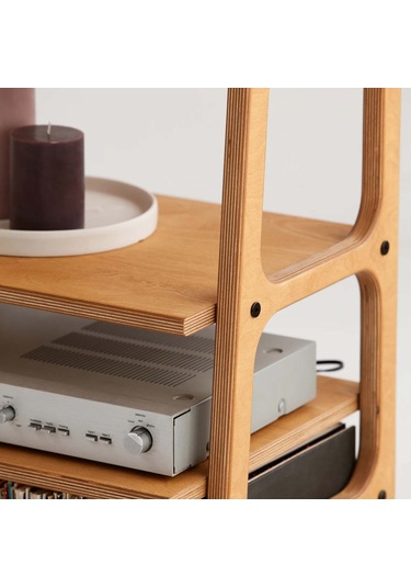 Woodesk Vinilo, Ahşap, 114x50, Tik Renk, Kitaplık Ve Pikap Standı