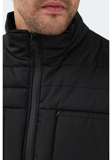 Slazenger Baldwıng Erkek Dik Yaka Fermuarlı Siyah Mont & Kaban Siyah