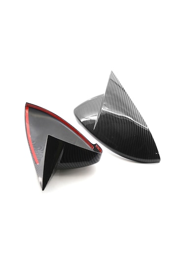 Wezone Vw Golf 7 2014-2019 Yapışkanlı Karbon Fiber Yan Ayna Kapakları - Siyah Parlak