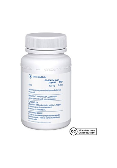 Pure Encapsulations Folate 400 Mcg 60 Kapsül