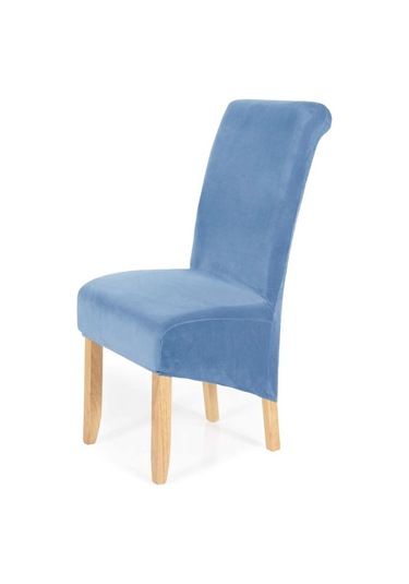 Jms Gökyüzü Mavisi Streç Kadife Çıkarılabilir Yıkanabilir Büyük Yumuşak Yemek Sandalyesi Kapakları