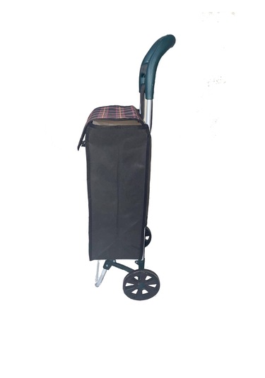 Tekerlekli Pazar Arabası Ve Çantası, Pazar Sepeti - Siyah Kırmızı