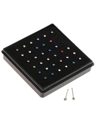 Homyl 36 Parça 316l Paslanmaz Çelik Burun Saplama Yüzük Body Çok Renkli