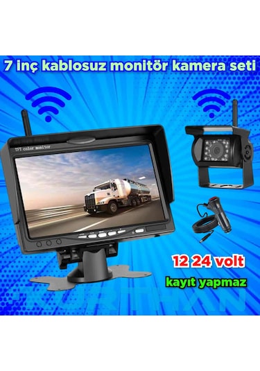 7 İnç Kablosuz Monitör Kamera Seti 12 24 Volt Kayıt Yapmaz